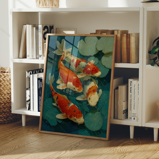 Koi Dance Among Jade Lilies