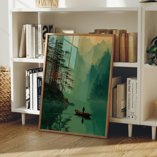 Lone Boatman Seeks Emerald Waters