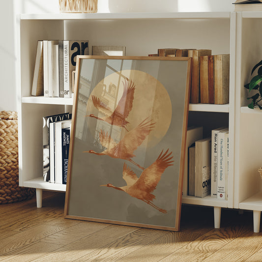 Cranes Dance In Golden Light