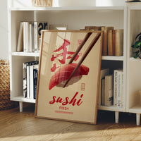 Red Brushstrokes Tell Sushi Stories