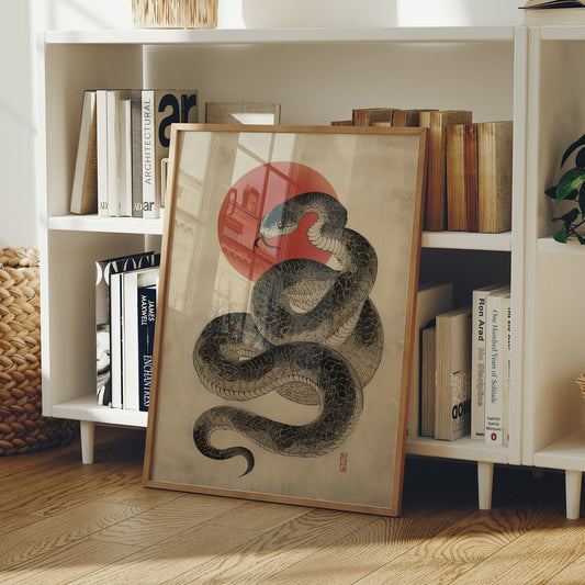 Serpent Coils Under Rising Sun