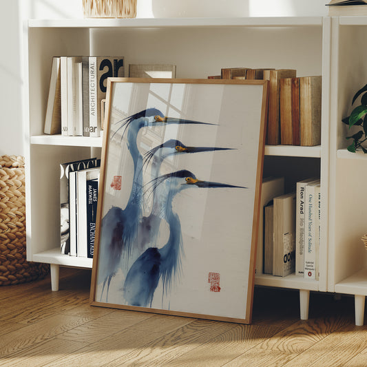 Blue Herons Dance In Morning Light