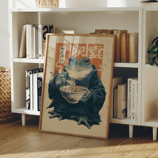 Wise Frog Savors Midnight Ramen