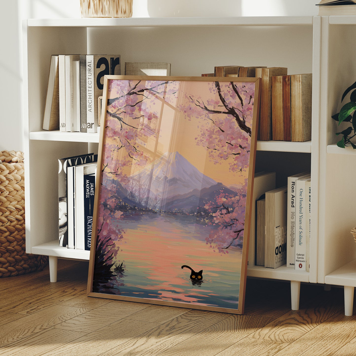 Curious Cat Meets Cherry Blossom Lake