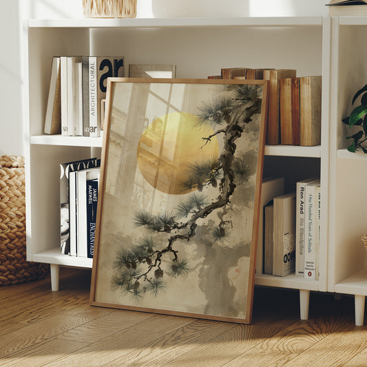 Pine Branches Dance With Golden Moon