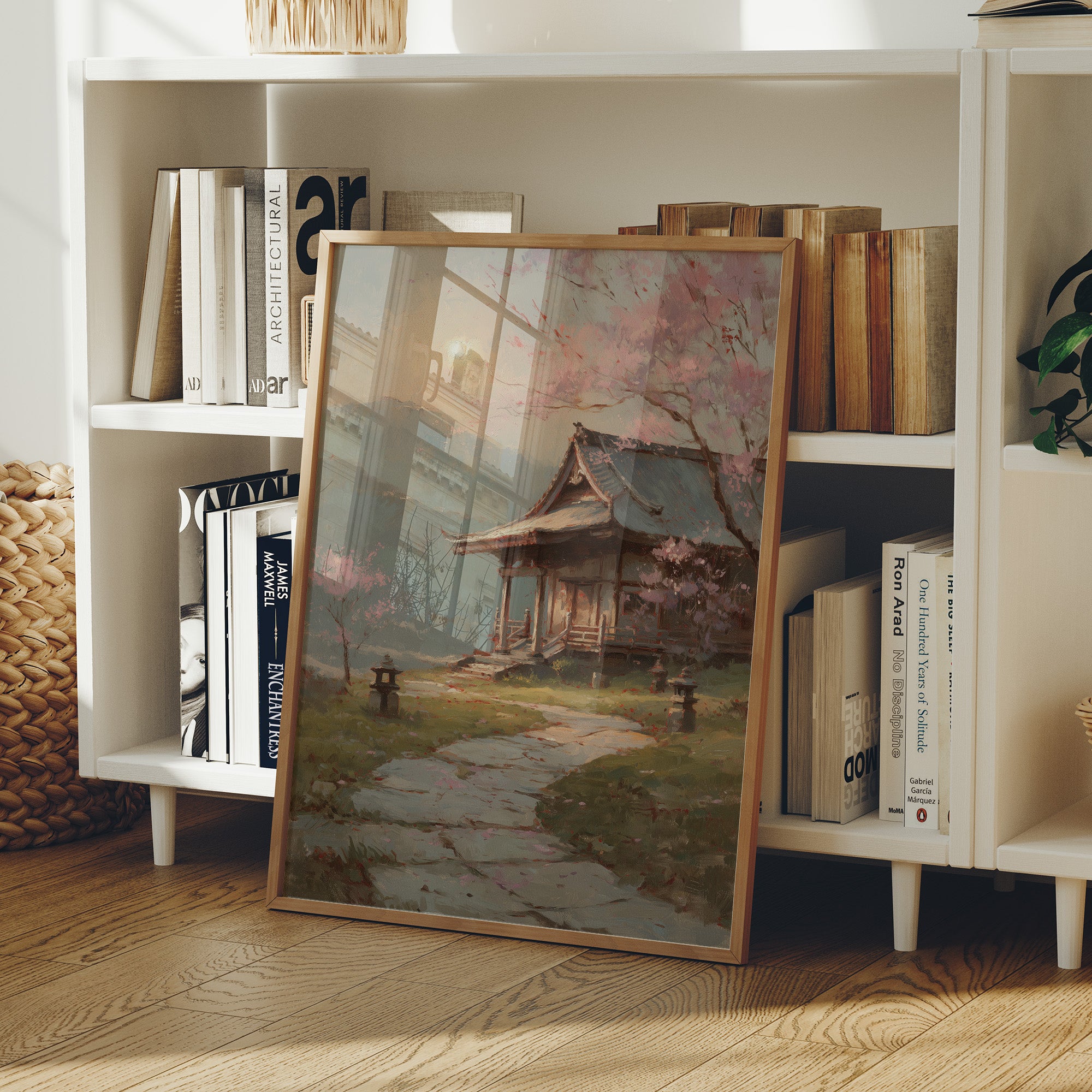 Cherry Blossoms Guard Ancient Temple Path