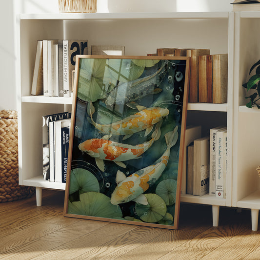 Koi Dance Below Lily Shadows