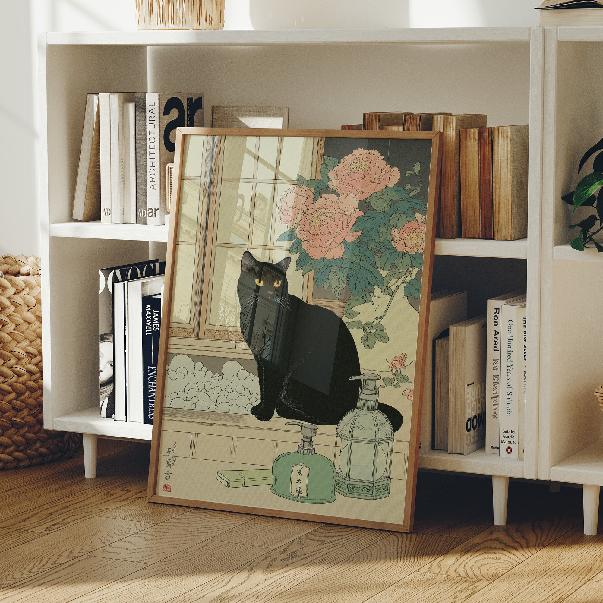 Black Cat Meets Pink Peony Tales