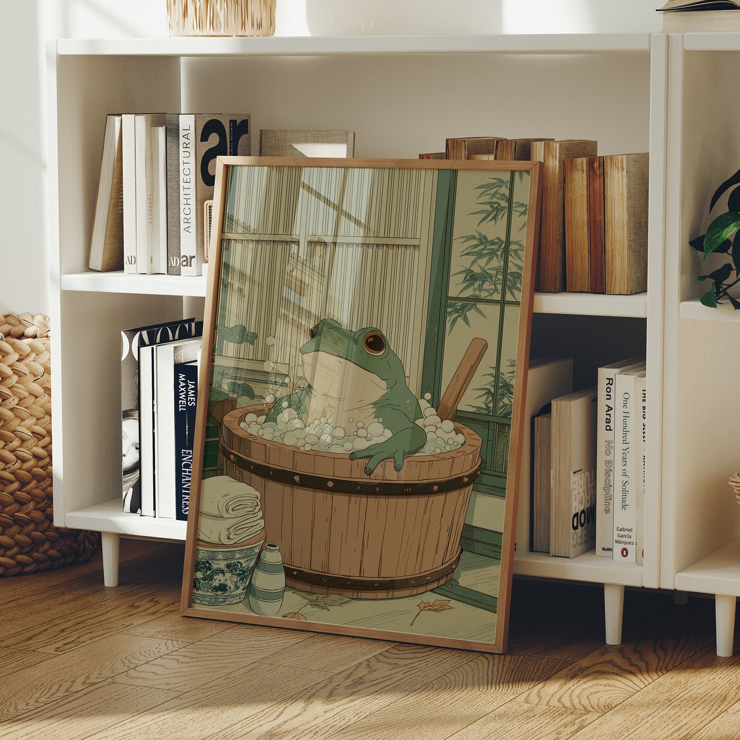 Frog's Peaceful Soak In Bamboo Bath