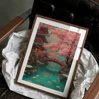 Cherry Blossoms Dance Above Koi Pond