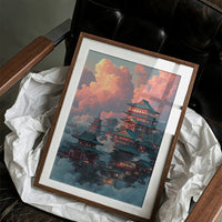 Ancient Temples Touch Sunset Clouds