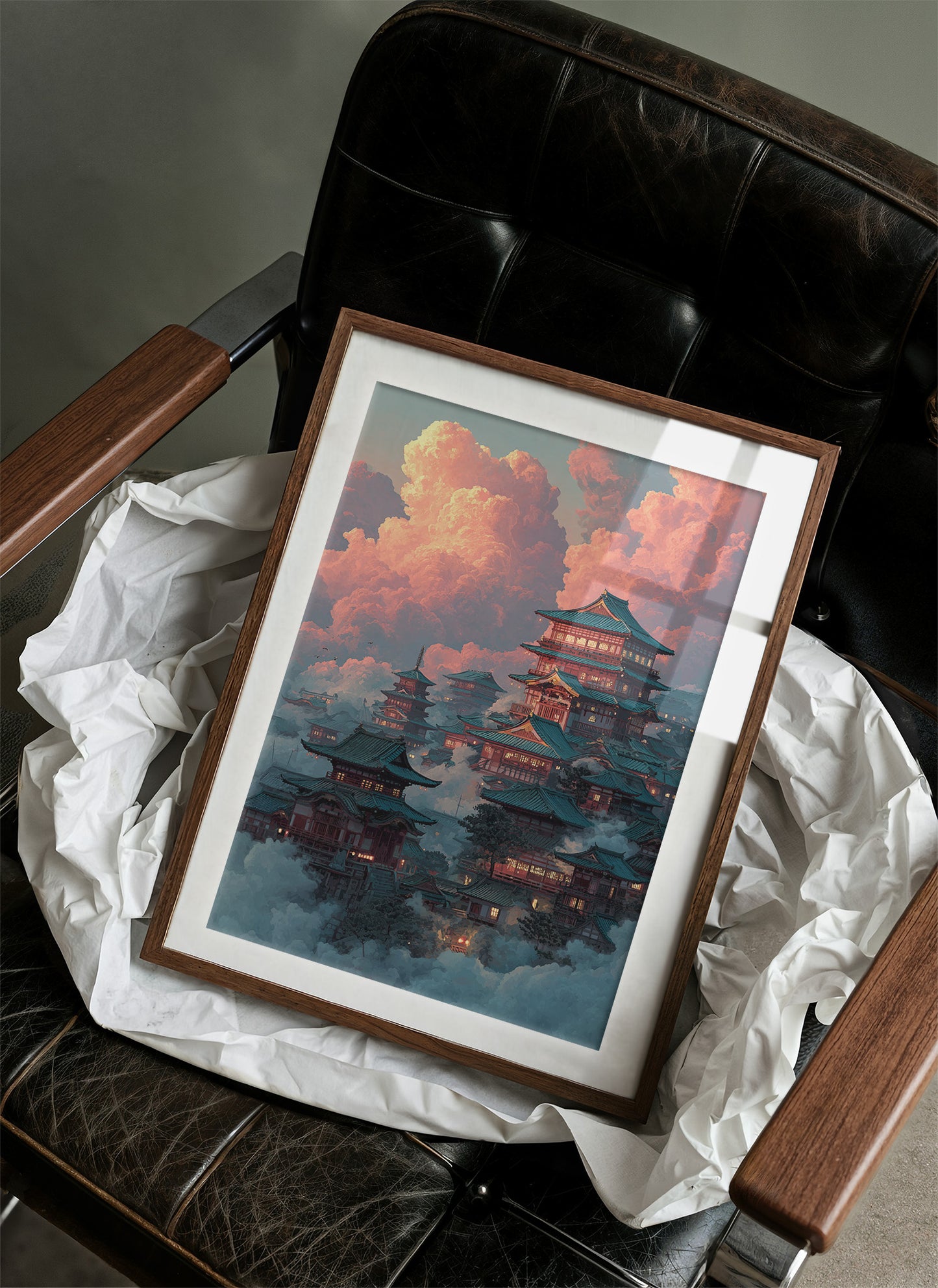 Ancient Temples Touch Sunset Clouds