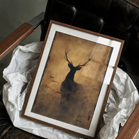 Stag's Silhouette On Autumn Gold