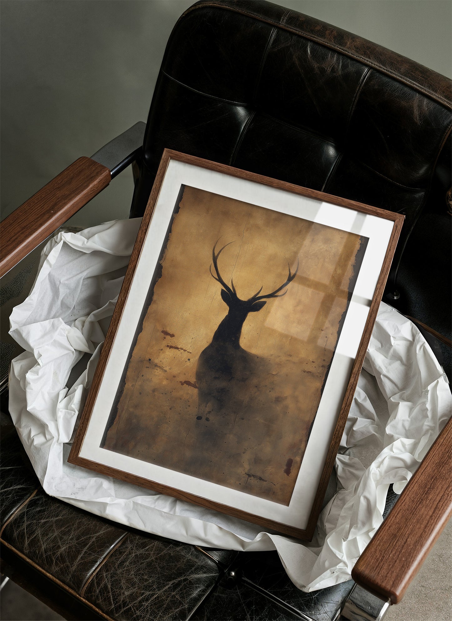 Stag's Silhouette On Autumn Gold