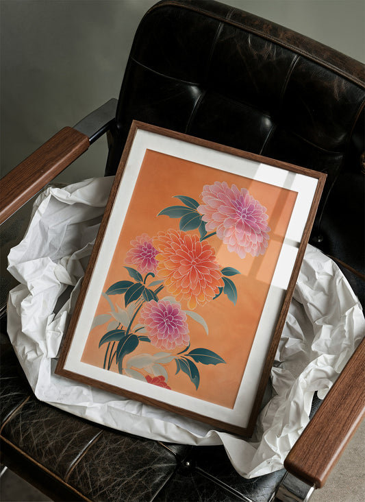 Dahlias Dance In Coral Light
