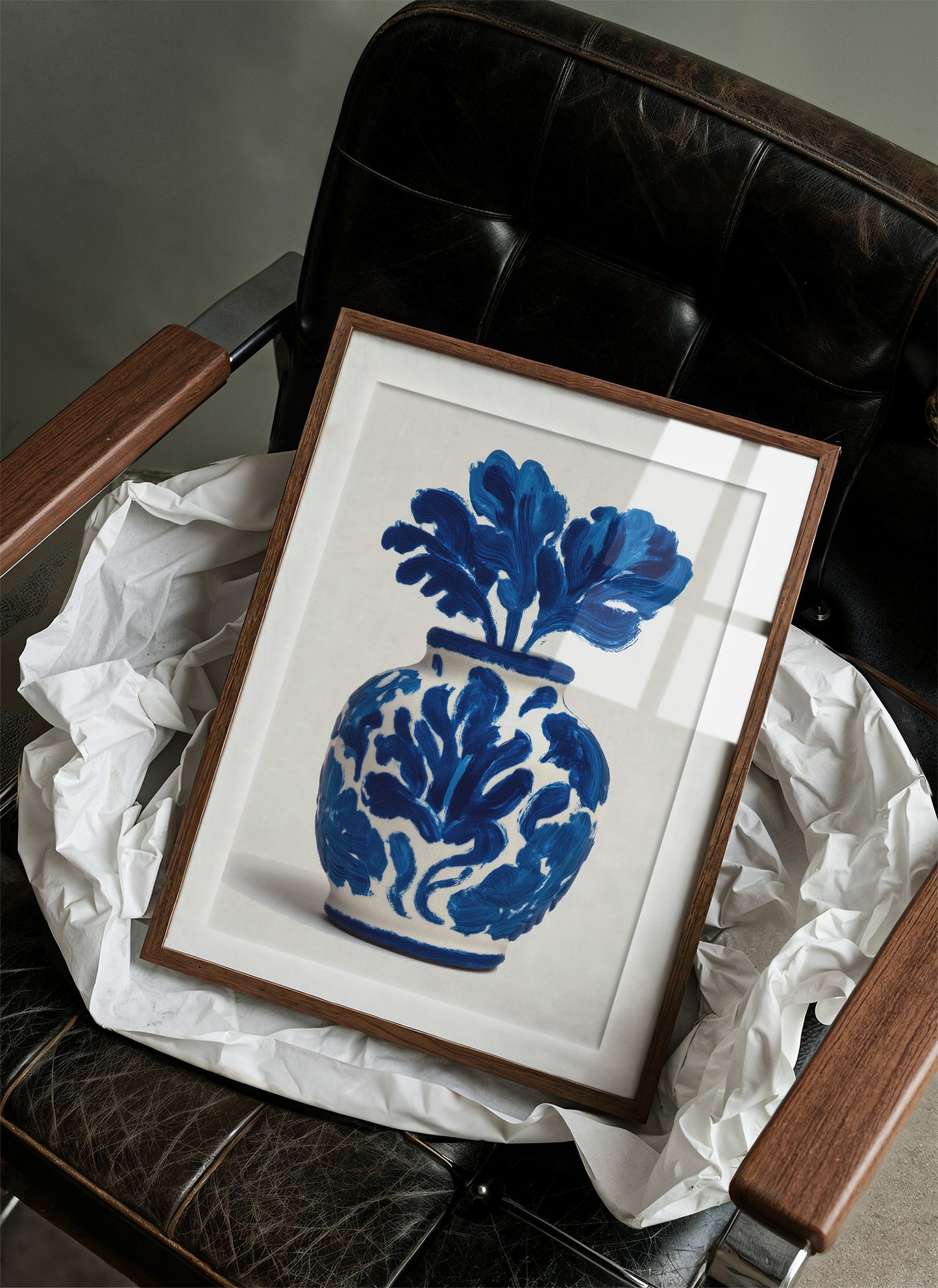 Cobalt Petals Dance In White