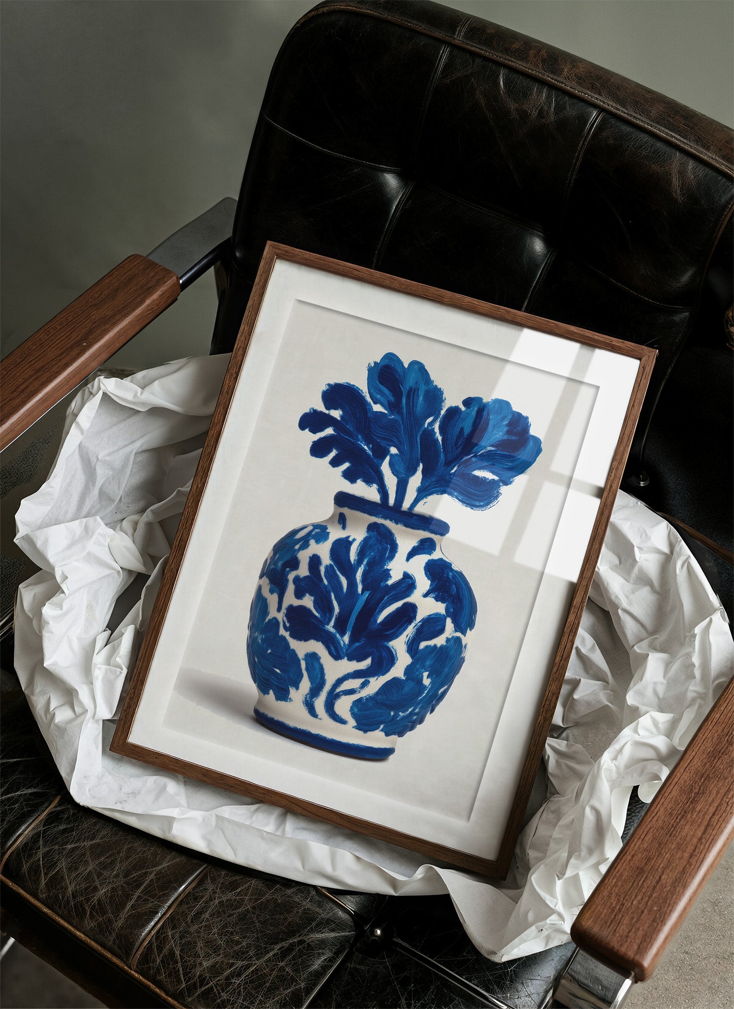 Cobalt Petals Dance In White