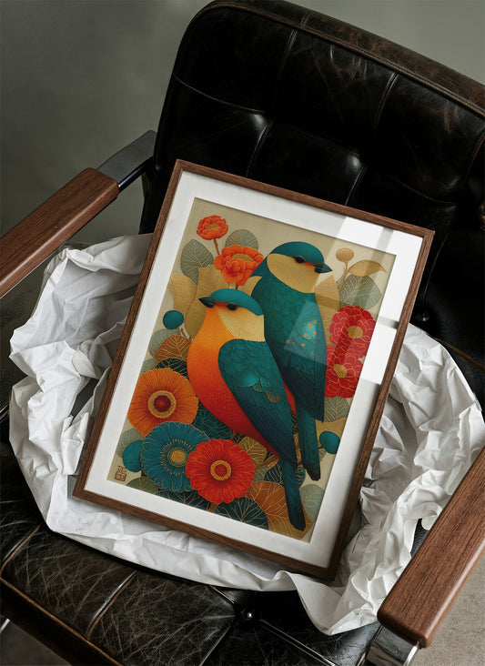 Birds Dance Among Coral Blooms