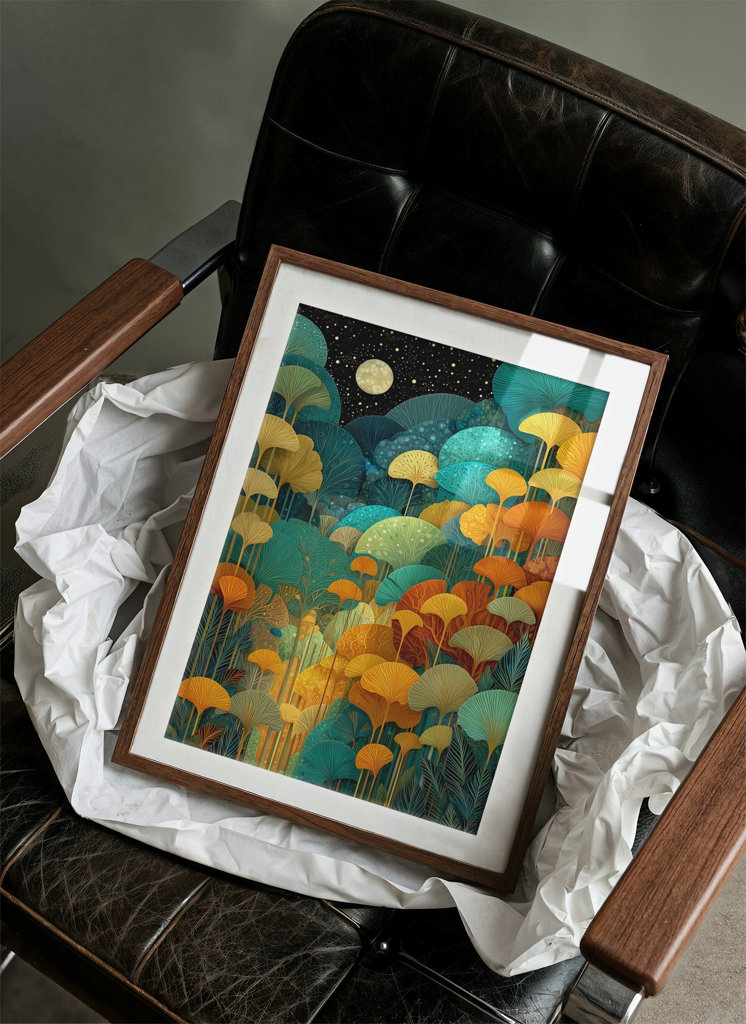 Moonlit Ginkgo Garden Glows Bright