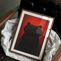 Black Cat Basks In Crimson Light