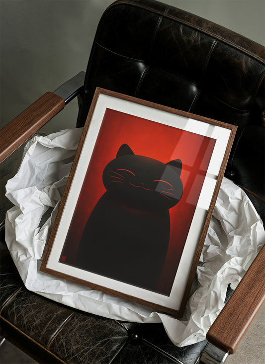 Black Cat Basks In Crimson Light