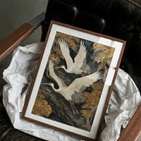 Cranes Dance Through Golden Ginkgo