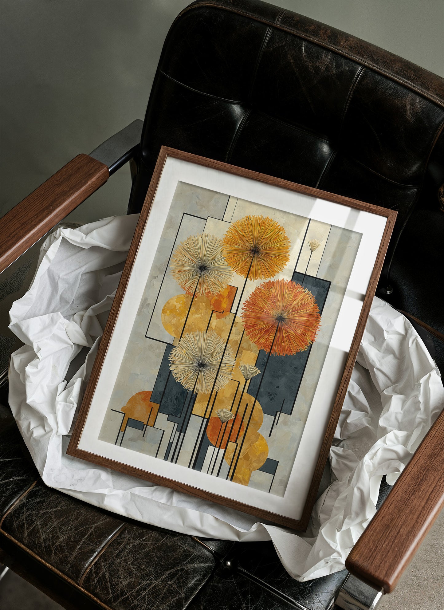 Sunbursts Dance Through Geometric Gardens