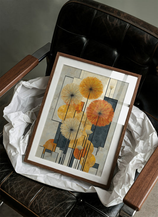 Sunbursts Dance Through Geometric Gardens