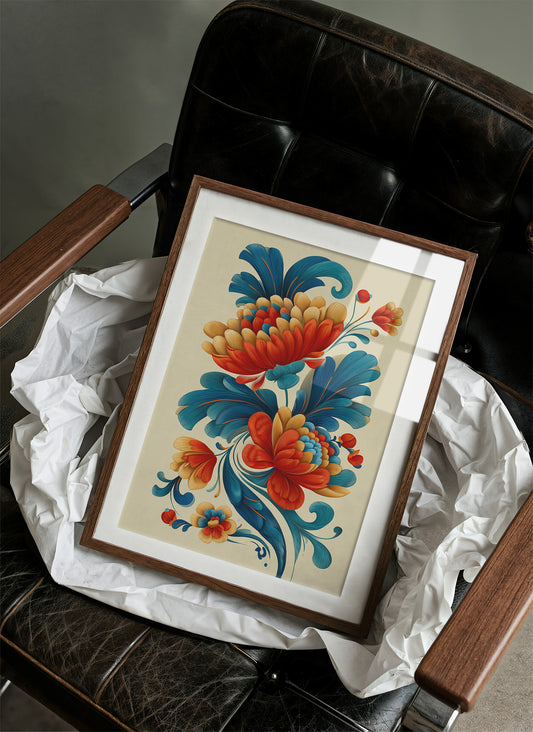 Folk Blooms Dance In Teal