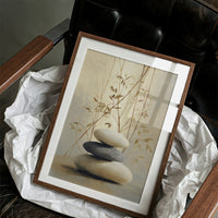 Stones Rest Among Bamboo Leaves