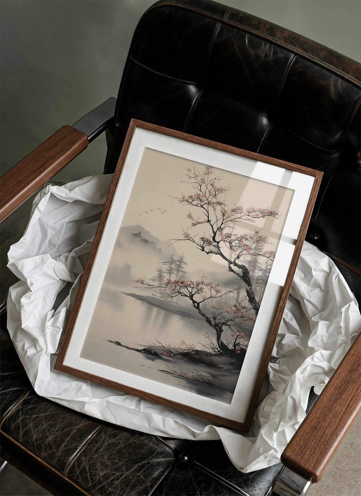 Cherry Blossoms Meet Misty Lake