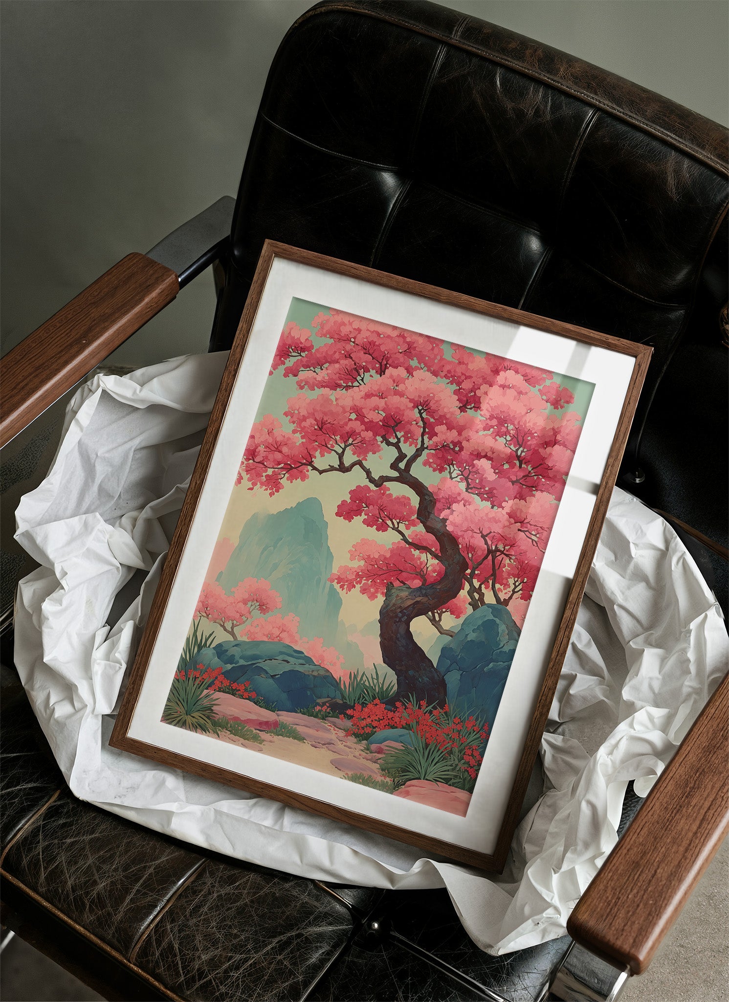 Cherry Blossoms Dance Above Mountains