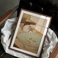 Curious Cat Meets Koi Below