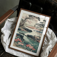 Cherry Blossoms Dance Above Turquoise Waters