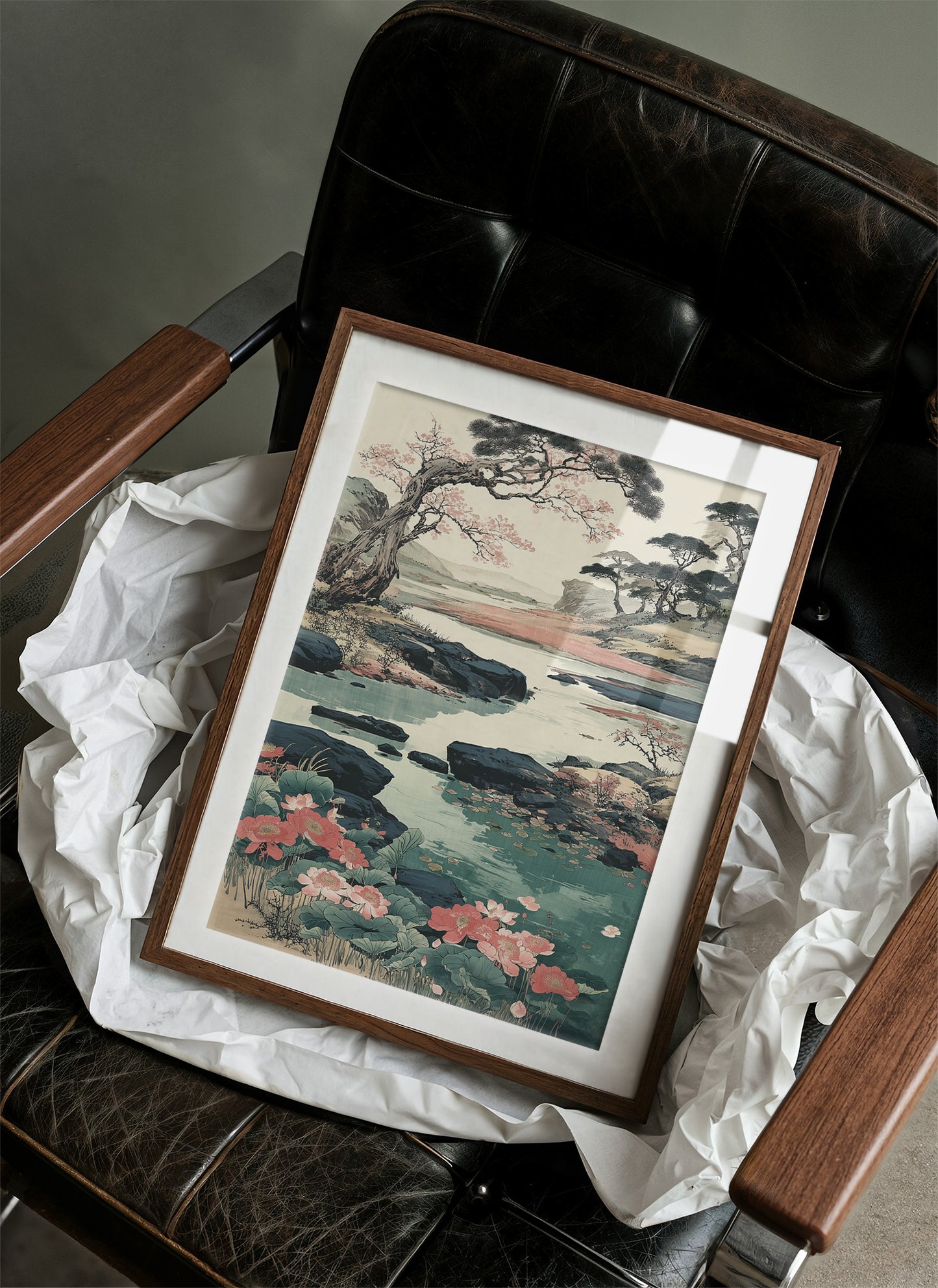 Cherry Blossoms Dance Above Turquoise Waters