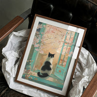 Cherry Blossoms Dance With Curious Cat