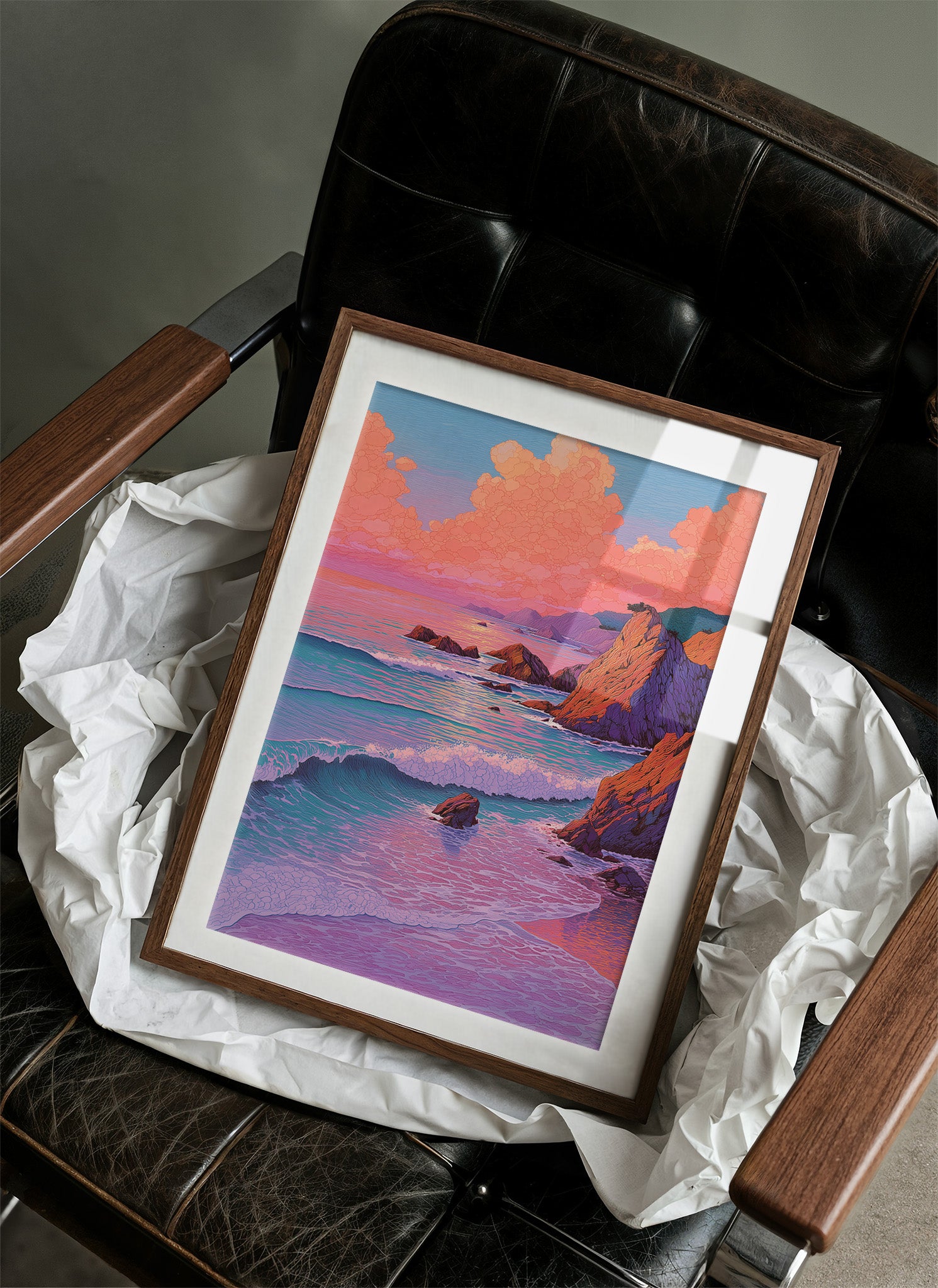 Coral Cliffs Meet Twilight Waves