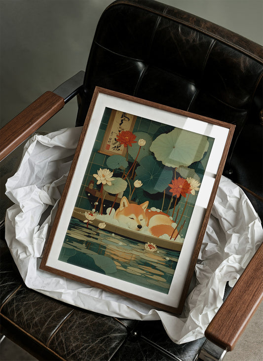 Sleepy Fox Among Lotus Dreams