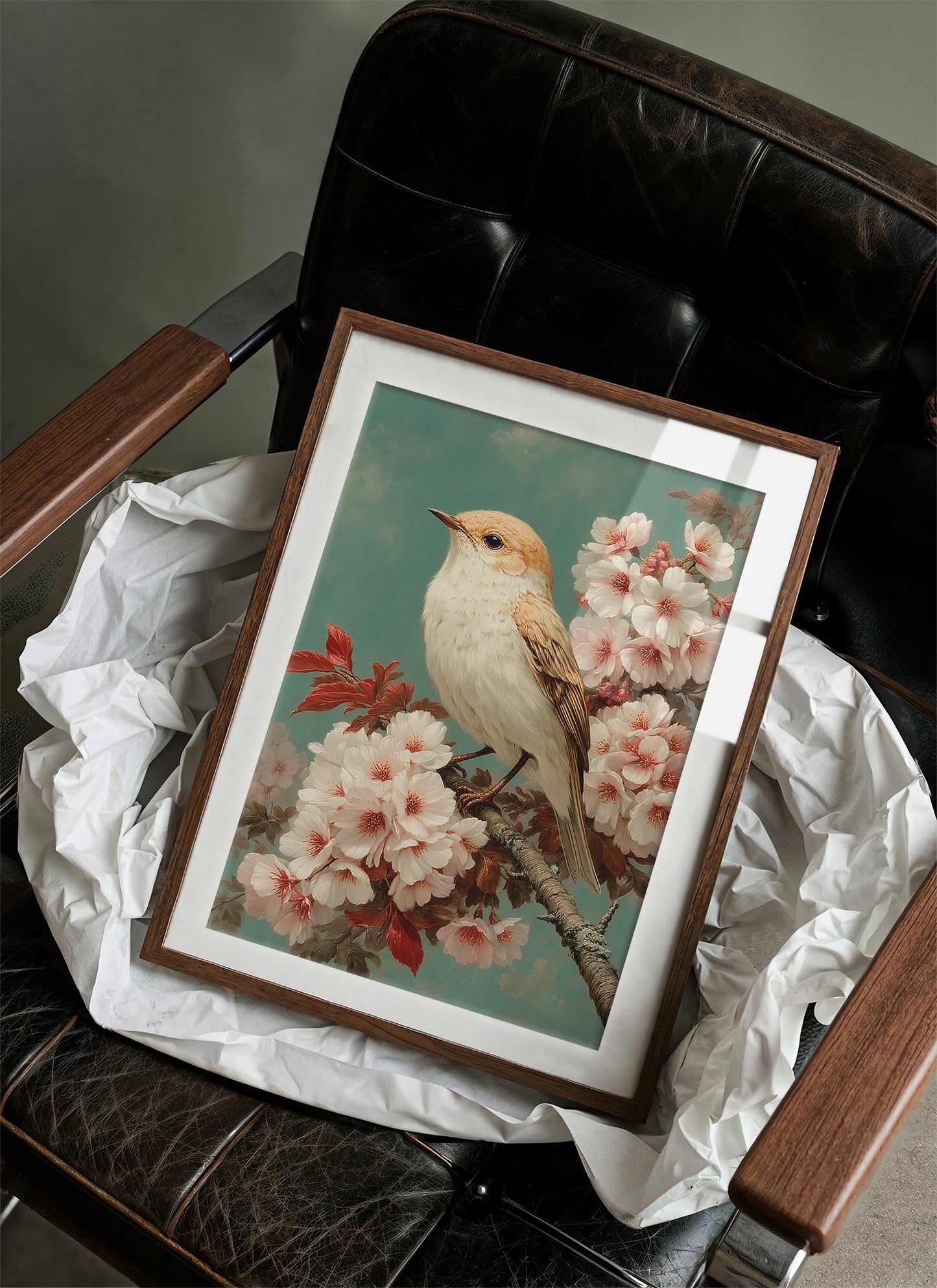 Songbird Perches Among Cherry Blossoms