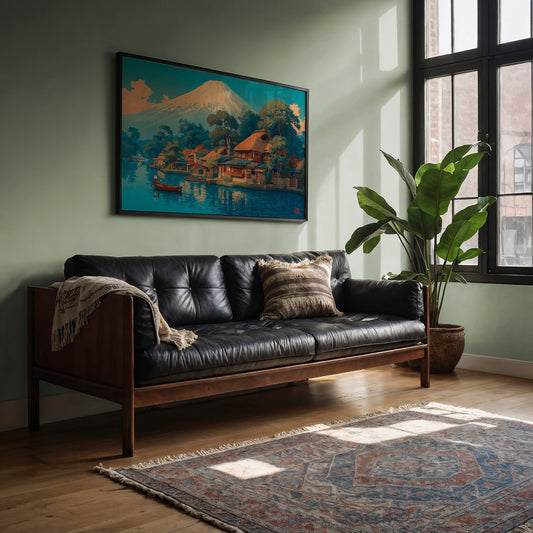 Morning Light Bathes Mount Fuji's Village