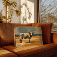 Longhorn Stands In Golden Fields