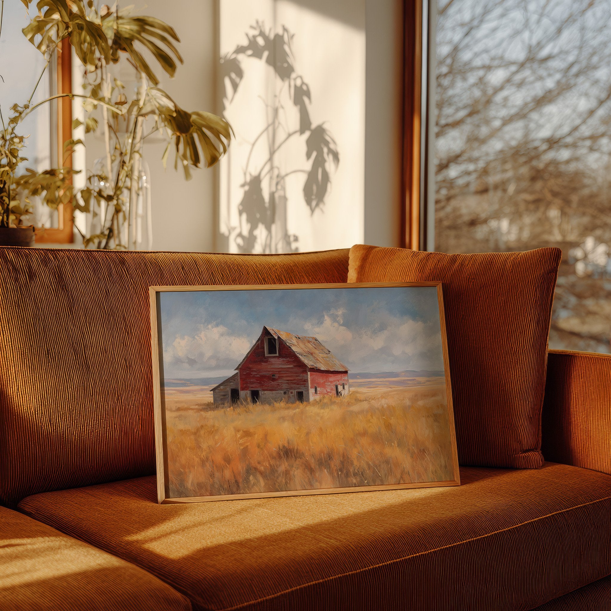 Weathered Red Against Golden Fields