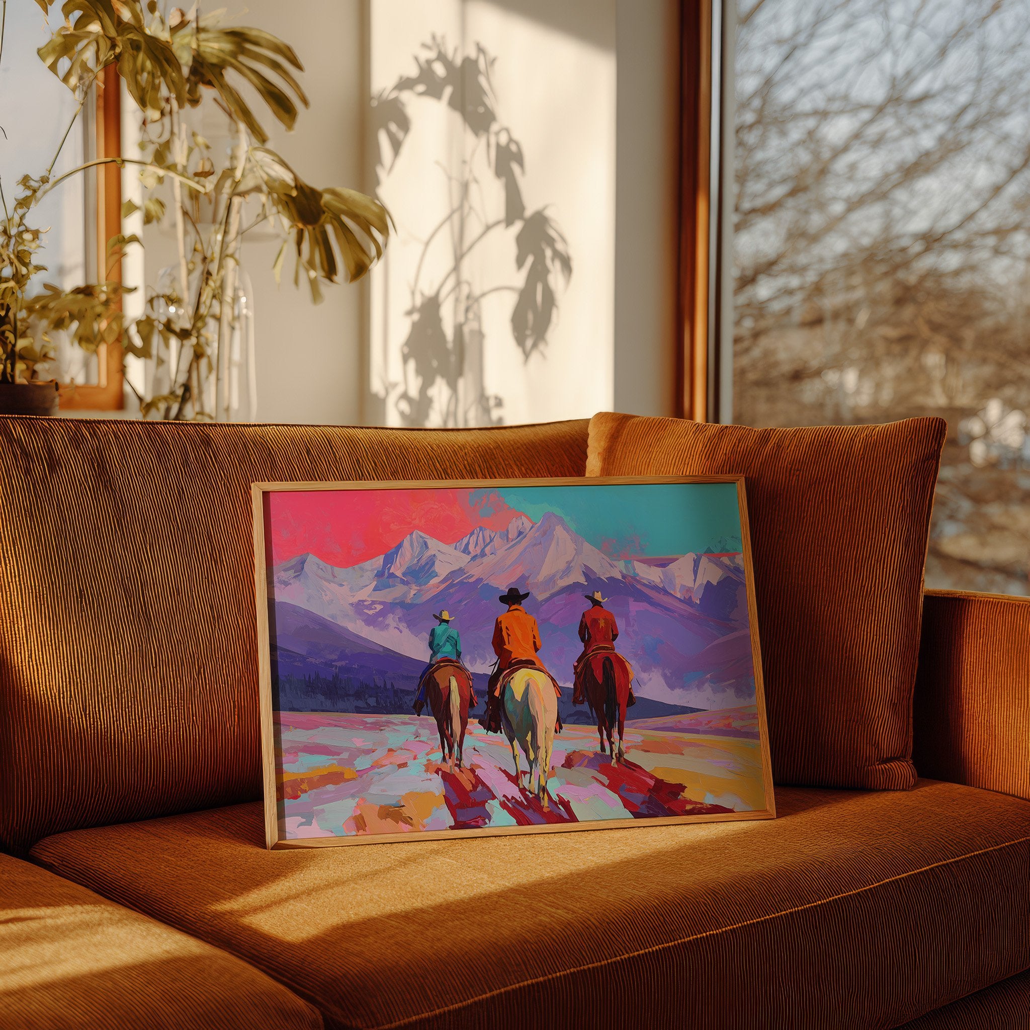 Three Riders Face Mountain Majesty