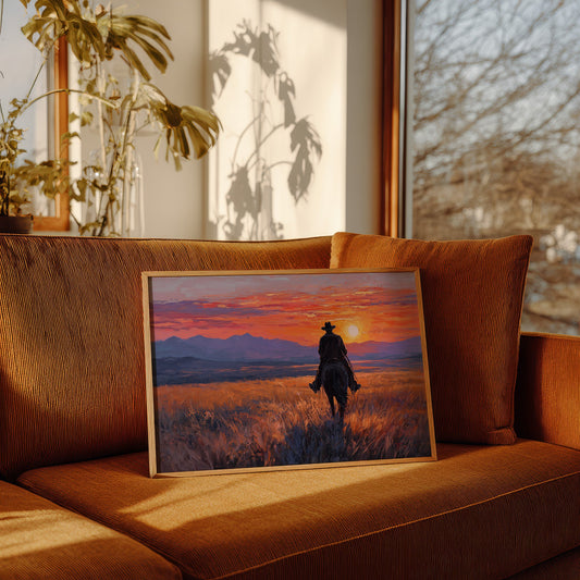 Lone Rider Meets Crimson Sky