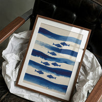 Blue Fish Swim Between Waves