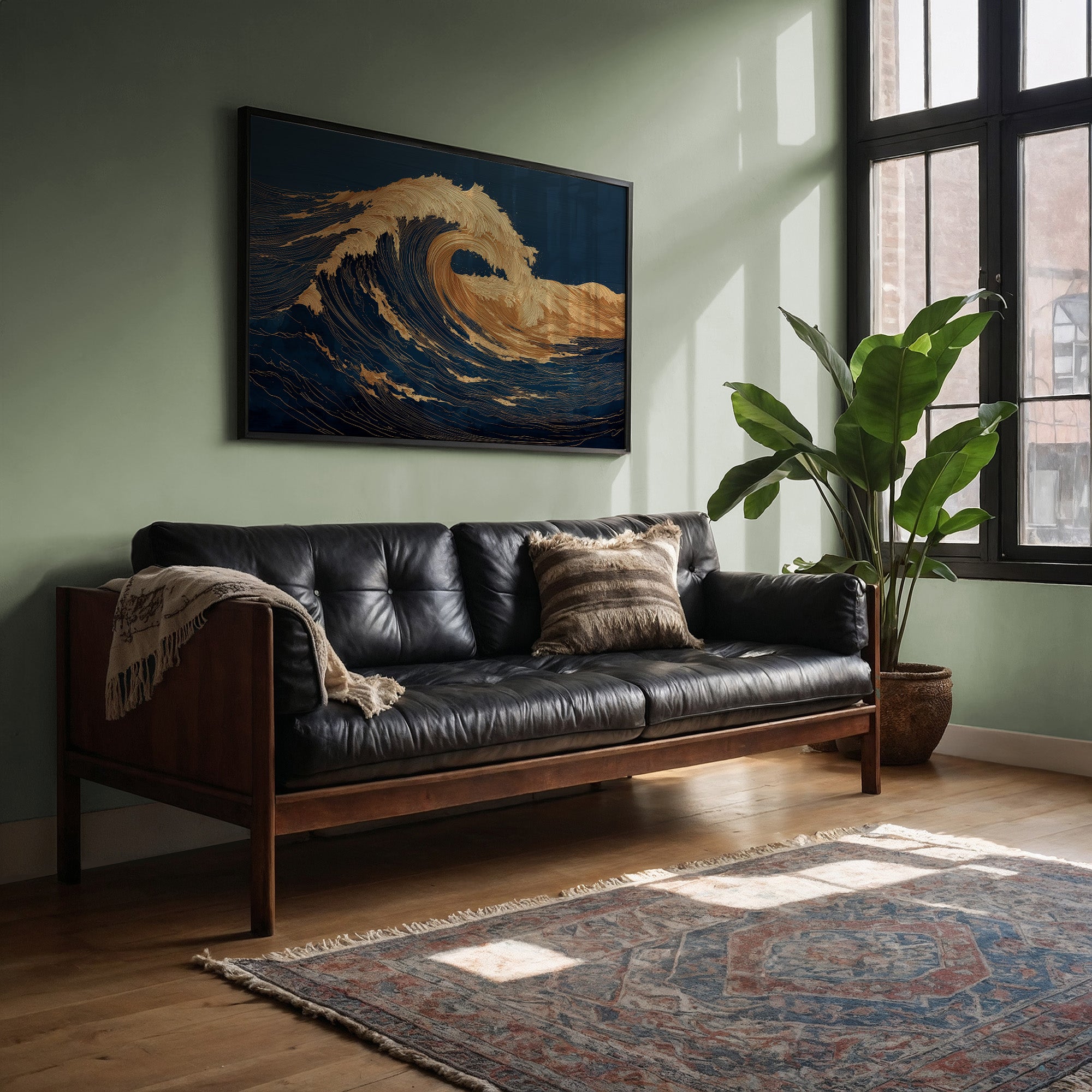 Gilded Currents Against Midnight Sea