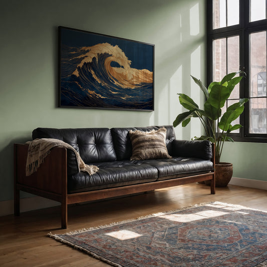 Gilded Currents Against Midnight Sea