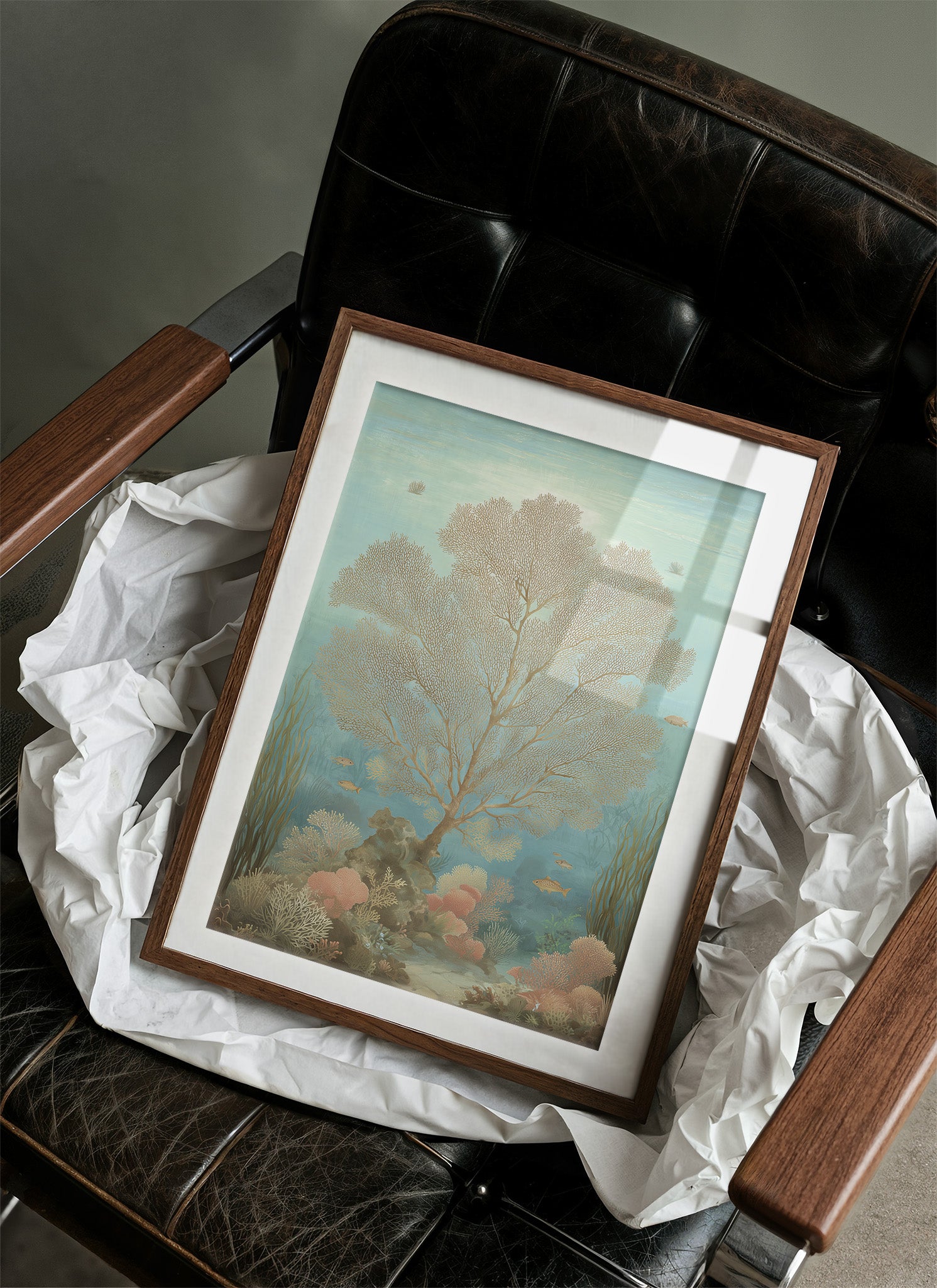 Seafoam Memories In Wooden Frame