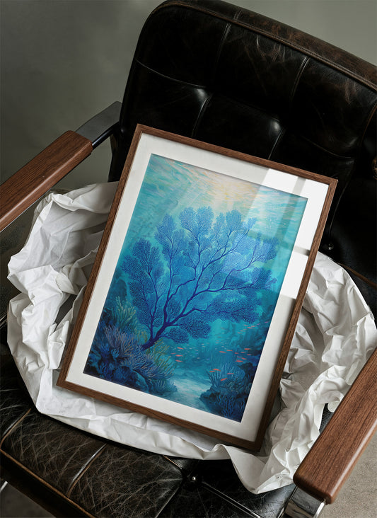 Cobalt Branches In Aqua Depths