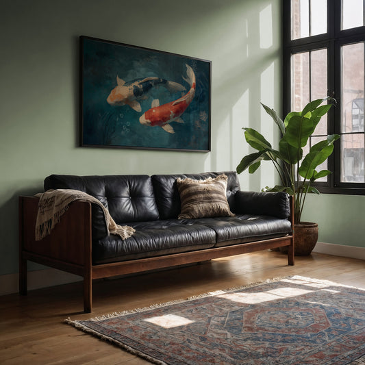 Koi Circle Through Teal Depths